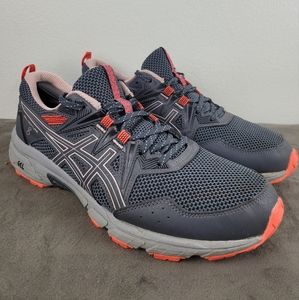 Women's Asics Gel Venture 8 Gray/Corral Athletic Running Shoes Size 9 Wide